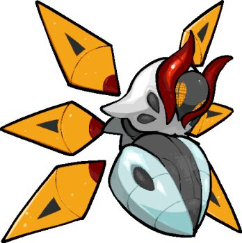 commentary_request detached_wings full_body iron_moth kawaanago lowres nintendo no_humans non-humanoid_robot orange_eyes pixel_eyes pokemon pokemon_(creature) pokemon_focus robot robot_animal solo transparent_background wings