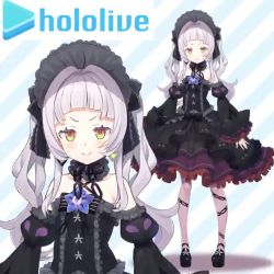 >:) 1girl alternate_hairstyle animal_ear_fluff animal_ears animated armpit_crease bare_shoulders black_bow black_dress black_ribbon black_shoes blinking blunt_bangs blush bouncing bow bowtie cat_ears cat_tail chain_print checkered_bow checkered_bowtie checkered_clothes checkered_neckwear chinstrap choker closed_mouth collarbone company_name copyright_name criss-cross_halter detached_sleeves diagonal_stripes dress dress_bow earrings frilled_choker frilled_dress frilled_ribbon frills full_body gothic_lolita green_eyes grin hair_ornament hair_ribbon half-closed_eyes halter_dress halterneck hololive jewelry juliet_sleeves keffiy knees layered_dress live2d logo lolita_fashion long_hair long_sleeves looking_at_viewer multicolored_dress multicolored_eyes murasaki_shion murasaki_shion_(gothic_lolita) official_alternate_costume official_art pantyhose petticoat pinstripe_pattern platform_shoes print_dress print_pantyhose puffy_sleeves rariemonn ribbon shoes silver_hair sleeves_past_wrists smile smug solo standing striped_background tail tail_bow tail_ornament tail_ribbon tam-u teeth twintails upper_teeth_only v-shaped_eyebrows vertical_stripes very_long_hair video virtual_youtuber white_background yellow_eyes zoom_layer