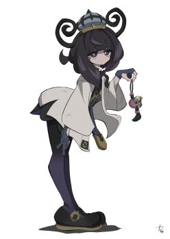 1girl gwynn_(pokemon) highres ida_(idalol490) nintendo pokemon pokemon_legends:_z-a purple_eyes purple_hair simple_background solo white_background