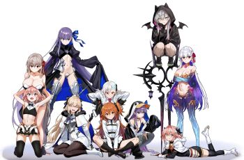 2boys 6+girls absurdres aesc_(fate) aesc_(savior)_(fate) ahoge animal_hood armlet armor armored_boots armored_dress astolfo_(fate) astolfo_(saber)_(fate) astolfo_(saber)_(first_ascension)_(fate) asymmetrical_bangs bare_shoulders belt bikini bikini_armor black_bikini black_bow black_dress black_gloves black_hands black_jacket black_shirt black_skirt black_thighhighs blonde_hair blue_bow blue_eyes blue_hair blue_ribbon blue_skin blush body_markings boots bow bowtie braid braided_ponytail breastplate breasts brown_pantyhose cape chaldea_uniform choker circlet cleavage cloak closed_eyes collar collared_shirt colored_extremities colored_inner_hair colored_skin commentary_request crop_top cropped_jacket crossdressing crossdressing_(mtf) crossed_arms crossed_bangs crotch_plate demon_girl demon_horns demon_wings detached_sleeves dress dual_persona durga_(fate) durga_(first_ascension)_(fate) ear_piercing earrings elbow_gloves fate/grand_order fate_(series) faulds flower fujimaru_ritsuka_(female) fur-trimmed_cape fur-trimmed_cloak fur_trim gauntlets gloves green_eyes grey_hair hair_between_eyes hair_bow hair_intakes hair_ornament hair_ribbon hair_scrunchie high_heel_boots high_heels highres hood hood_up horns i.f.s.f jacket jewelry kama_(adult)_(fate) kama_(assassin)_(third_ascension)_(fate) kama_(fate) kama_(third_ascension)_(fate) kneeling large_breasts lilith_(fate) lilith_(first_ascension)_(fate) long_braid long_hair long_sleeves looking_at_viewer lotus low_twintails lying medium_breasts meltryllis meltryllis_(fate) meltryllis_(swimsuit_lancer)_(fate) meltryllis_(swimsuit_lancer)_(first_ascension)_(fate) metal_collar midriff multicolored_hair multiple_boys multiple_girls navel necktie olga_marie_animusphere olga_marie_animusphere_(unbeast) on_stomach open_mouth orange_eyes orange_hair orange_scrunchie oversized_object pantyhose penguin_hood piercing pink_hair ponytail prosthesis prosthetic_leg purple_eyes purple_hair red_eyes red_gloves ribbon scissors scrunchie shirt shoes short_hair side_ponytail single_braid single_horn sitting skirt sleeves_past_fingers sleeves_past_wrists small_breasts smile sneakers squatting streaked_hair swimsuit thigh_strap thighhighs thighlet trap twintails two-tone_hair very_long_hair white_cape white_cloak white_dress white_hair white_shirt wide_sleeves wings