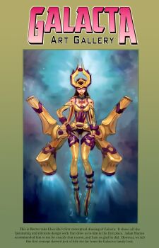 armor bare_shoulders belt black_hair blood_on_mouth blue_background blue_clouds boots breasts brown_hair choker cleavage cloud cloudy_sky crown elbow_gloves elsevilla galacta gloves gold_armor gradient_background hand_on_own_hip hand_on_own_thigh helmet high_heel_boots high_heels highres horns jet_engine jetpack leotard long_hair marvel masked medium_breasts non-web_source purple_eyes purple_gloves showgirl_skirt sky thigh_boots