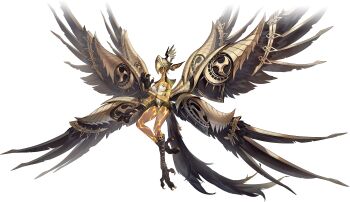 1girl artist_request bird_legs feathered_wings full_body highres jewelry kiskil-lilla_(persona) official_art persona persona_(summon) persona_5 persona_5:_the_phantom_x ring solo talons third-party_source transparent_background wings yellow_eyes