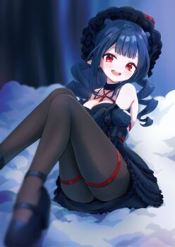 1girl blue_hair breasts commission dizzy_dokuro phase_connect pointy_ears red_eyes second-party_source skeb_commission virtual_youtuber