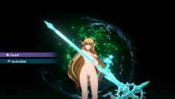 2girls 3d animated blonde_hair breasts brown_hair fighting granblue_fantasy granblue_fantasy_versus:_rising highres katalina_(granblue_fantasy) multiple_girls nipples nude nude_filter nude_mod outdoors sound sword tagme third-party_edit video vira_(granblue_fantasy) weapon
