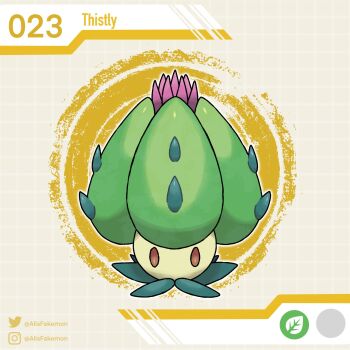 alisfakemon artist_name character_name fakemon full_body highres instagram_logo instagram_username looking_at_viewer nintendo no_humans original plant_monster pokemon pokemon_(creature) solo thorns twitter_logo twitter_username