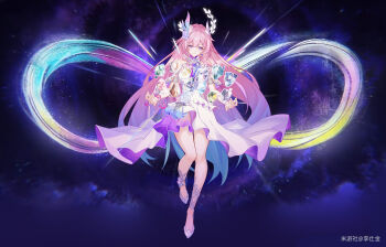 1girl absurdres aglaea_(honkai:_star_rail) amphoreus_(honkai:_star_rail) anaxa_(honkai:_star_rail) aqua_hair bare_shoulders breasts bridal_veil castorice_(honkai:_star_rail) cerydra_(honkai:_star_rail) chinese_commentary chrysos_heirs_(honkai:_star_rail) cipher_(honkai:_star_rail) commentary_request crystal_shards cyrene_(honkai:_star_rail) cyrene_(ripples_of_past_reverie)_(honkai:_star_rail) dan_heng_(honkai:_star_rail) dan_heng_(permansor_terrae)_(honkai:_star_rail) diamond-shaped_pupils diamond_(shape) dress evernight_(honkai:_star_rail) flower full_body hair_flower hair_ornament high_heels highres honkai:_star_rail honkai_(series) hyacine_(honkai:_star_rail) hysilens_(honkai:_star_rail) large_breasts li_shijin long_hair march_7th_(honkai:_star_rail) mobius_strip multicolored_hair mydei_(honkai:_star_rail) pink_hair purple_eyes solo space symbol-shaped_pupils thighs trianne_(honkai:_star_rail) tribbie_(honkai:_star_rail) trinnon_(honkai:_star_rail) veil very_long_hair white_dress