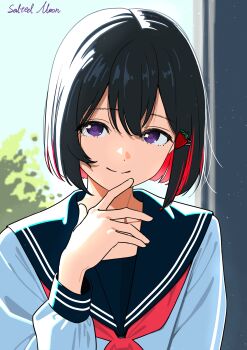 1girl absurdres commentary english_commentary highres original salted_moon school_uniform serafuku