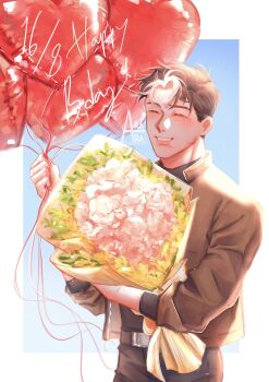 1boy arararaiv batman_(series) black_bodysuit black_hair black_pants black_shirt bodysuit brown_jacket dc_comics grey_bodysuit highres jacket jason_todd male_focus multicolored_bodysuit multicolored_hair muscular muscular_male open_clothes pants red_hood_and_the_outlaws shirt short_hair superhero_costume taut_bodysuit two-tone_bodysuit two-tone_hair