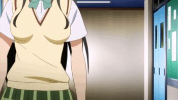 10s 1boy 1girl accidental_pervert animated animated_gif anime_screenshot between_legs black_hair blush bow bowtie breasts brown_eyes brown_hair collarbone falling glasses green_bow green_bowtie green_pants kotegawa_yui long_hair lying medium_breasts nipples orange_hair pants pleated_skirt running school_uniform shirt shoes skirt socks spread_legs sweater to_love-ru to_love-ru_darkness uwabaki white_shirt x-ray x-ray_glasses x-ray_vision yellow_sweater yuuki_rito