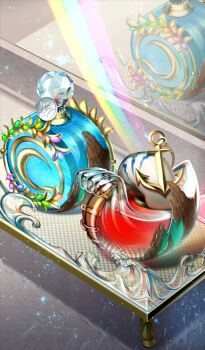 Rule 34 | after time valentine 2026, anchor, bottle, command spell, commentary request, fate/grand order, fate (series), hayosena, mirror, no humans, object focus, official art, perfume bottle, rainbow, reflection, still life, third-party source