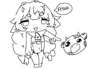 1girl animal_ears cow_ears emoji greyscale horns long_hair mini_moo mole monochrome muu_muyu muu_muyu_(artist) neck_bell open_mouth phase_connect pleading_face_emoji shirt sleeveless sleeveless_shirt speech_bubble very_long_hair virtual_youtuber white_background