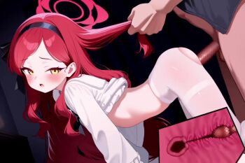 1boy 1girl animated blue_archive blush censored cross-section hairband halo hare_(aeex5727) hetero loli long_hair mosaic_censoring pantyhose penis red_hair red_halo sex sex_from_behind sound tagme takane_(blue_archive) vaginal video white_pantyhose yellow_eyes