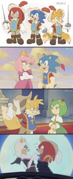 4koma absurdres amy_rose annoyed armor bat_(animal) bat_wings blonde_hair blue_eyes blue_fur blue_hair boots castle child clarabelle_cow comic cosmo_(sonic) cosmo_the_seedrian cosplay crown daisy_duck disney donald_duck dress echidna_(animal) feather_hair_ornament feathers fox gloves goofy green_eyes green_hair hair_ornament hat hat_feather hedgehog highres indoors knuckles_the_echidna loli long_hair medium_hair mickey_mouse_&amp;_friends mickey_mouse_ears minnie_mouse moon multiple_tails nervous ourdoors pants parody petite plant princess purple_eyes qkora01 red_fur red_hair rouge_the_bat sega shota smile sonamy sonic_(series) sonic_the_hedgehog spiked_hair sword tail tails_(sonic) the_three_musketeers tied_up_(nonsexual) two_tails uniform weapon white_fur white_hair wings yellow_fur