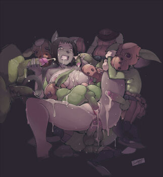 1girl 6+boys anal animal_ears anus bestiality breasts cat_ears cat_tail colored_skin cum cum_on_body cum_on_breasts cum_on_lower_body cum_on_upper_body dated double_anal double_handjob double_penetration ejaculation erection facial faustsketcher final_fantasy final_fantasy_xiv foreskin gang_rape gangbang green_skin grey_skin group_sex handjob interspecies mask miqo&#039;te monster monster_boy multiple_anal multiple_boys multiple_insertions multiple_penetration multiple_penises nude penis pointy_ears pussy rape sex spread_legs tail thighs uncensored vaginal