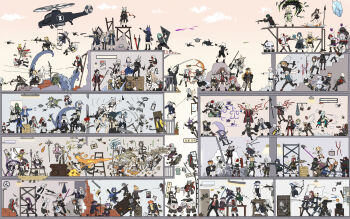 12f_(arknights) 6+boys 6+girls absolutely_everyone absurdres aircraft amiya_(arknights) angelina_(arknights) animal_ears arknights arrow_(projectile) artist_request assault_rifle astesia_(arknights) axe ballistic_shield bat_(animal) battle battle_axe beagle_(arknights) bison_(arknights) blaze_(arknights) blood blue_poison_(arknights) bow_(weapon) cardigan_(arknights) castle-3_(arknights) ceylon_(arknights) ch&#039;en_(arknights) chain chainsaw character_request cliffheart_(arknights) commentary_request concealed_weapon courier_(arknights) croissant_(arknights) crossbow crownslayer_(arknights) cuora_(arknights) dagger dazzler_(weapon) death deepcolor_(arknights) dobermann_(arknights) durin_(arknights) earthspirit_(arknights) electroshock_weapon estelle_(arknights) everyone exusiai_(arknights) eyjafjalla_(arknights) fang_(arknights) feater_(arknights) fighting_stance firewatch_(arknights) flash_shield food-themed_hair_ornament franka_(arknights) frostleaf_(arknights) frostnova_(arknights) fuuma_shuriken gitano_(arknights) glaucus_(arknights) grani_(arknights) gummy_(arknights) gun hair_ornament halberd hammer handgun haze_(arknights) helicopter hellagur_(arknights) highres hood horns hoshiguma_(arknights) ifrit_(arknights) indra_(arknights) istina_(arknights) jessica_(arknights) kal&#039;tsit_(arknights) katana knife kroos_(arknights) lancet-2_(arknights) lappland_(arknights) lava_(arknights) less-than-lethal_weapon liskarm_(arknights) machete manticore_(arknights) mask material_growth matoimaru_(arknights) matterhorn_(arknights) mayer_(arknights) melantha_(arknights) meteor_(arknights) meteorite_(arknights) mon3tr_(arknights) mon3tr_(summon)_(arknights) mostima_(arknights) mousse_(arknights) multiple_boys multiple_girls myrrh_(arknights) myrtle_(arknights) nearl_(arknights) nightingale_(arknights) orchid_(arknights) oripathy_lesion_(arknights) perfumer_(arknights) picture_frame platinum_(arknights) plume_(arknights) polearm popukar_(arknights) power_fist pramanix_(arknights) ptilopsis_(arknights) rangers_(arknights) rifle riot_shield rope rope_(arknights) saria_(arknights) savage_(arknights) scavenger_(arknights) schwarz_(arknights) shaw_(arknights) shield shining_(arknights) shirayuki_(arknights) shuriken siege_(arknights) silence_(arknights) silverash_(arknights) skadi_(arknights) skyfire_(arknights) sledgehammer sora_(arknights) spear spot_(arknights) stun_shield submachine_gun swire_(arknights) sword sword_cane sword_clash tail talulah_(arknights) texas_(arknights) vanilla_(arknights) vigna_(arknights) vulcan_(arknights) w_(arknights) war_hammer warfarin_(arknights) weapon wings yato_(arknights) zima_(arknights)