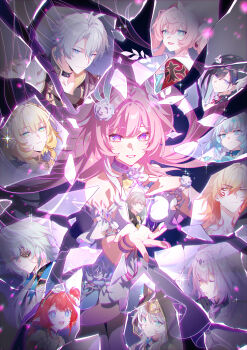 1girl aglaea_(honkai:_star_rail) anaxa_(honkai:_star_rail) breasts broken_glass caelus_(honkai:_star_rail) castorice_(honkai:_star_rail) cerydra_(honkai:_star_rail) chinese_commentary chrysos_heirs_(honkai:_star_rail) cipher_(honkai:_star_rail) commentary_request cyrene_(honkai:_star_rail) cyrene_(ripples_of_past_reverie)_(honkai:_star_rail) diamond-shaped_pupils diamond_(shape) dress flower glass hair_flower hair_ornament highres honkai:_star_rail honkai_(series) hyacine_(honkai:_star_rail) hysilens_(honkai:_star_rail) kangetsu_(fhalei) large_breasts long_hair mydei_(honkai:_star_rail) phainon_(honkai:_star_rail) pink_hair purple_eyes smile solo_focus symbol-shaped_pupils trailblazer_(honkai:_star_rail) tribbie_(honkai:_star_rail) very_long_hair white_dress