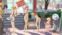 6+boys 6+girls @_@ absurdres after_vaginal aftersex ass backpack bag barefoot bicycle blonde_hair bottomless box bra brown_hair brown_shorts brown_skirt cardboard_box casual_nudity change_in_common_sense closed_eyes clothed_male_nude_female convenience_store covered_erect_nipples crocs crossed_legs cum cum_on_ass cum_on_body cum_on_feet cumdrip day exhibitionism green_shirt hair_bun hair_ornament hairclip hard_hat helmet hetero highres holding holding_sign huge_filesize leaning_forward long_hair male_masturbation masturbation mixed-language_commentary multiple_boys multiple_girls navel necktie nude open_mouth orange_bra original outdoors panties penis pink_panties pleated_skirt ponytail prostitution public_indecency public_use pussy red_hair school_uniform scrunchie sex sex_from_behind shameless shirt shixiaoshudian shoes shop short_hair short_sleeves shorts sign single_hair_bun single_strap sitting skirt slap_mark spanked squatting standing standing_sex stomach striped_bra striped_clothes summer testicles thigh_strap tiptoes toes translated tree uncensored underwear white_shirt