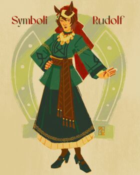 Rule 34 | 1girl, alternate costume, animal ears, armd 39, breasts, commentary, english commentary, english text, hand on own hip, high heels, highres, horse ears, horse girl, lipstick, long skirt, looking at viewer, makeup, multiple boys, simple background, skirt, standing, symboli rudolf (emperor's path) (umamusume), symboli rudolf (umamusume), thighhighs, umamusume