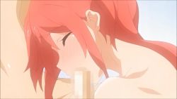 1boy 1girl animated anime_screenshot ayaka_(ane_taiken_shuukan) blue_eyes brother_and_sister censored cum cum_in_mouth cum_on_body fellatio hetero incest koharu_(ane_taiken_shuukan) michiking mosaic_censoring oral penis pink_pineapple red_hair seikatsu_shuukan siblings sound twintails video