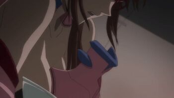 animated animated_gif anime_screenshot bouncing_breasts breasts breath brown_hair cleavage clenched_teeth collarbone evangelion:_2.0_you_can_(not)_advance glasses large_breasts makinami_mari_illustrious mecha_pilot_suit neon_genesis_evangelion plugsuit_(evangelion) rebuild_of_evangelion teeth