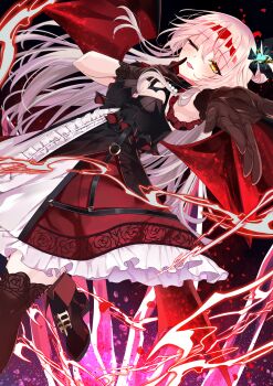 1girl 22_zefar absurdres charlotta_skopovskaya commentary_request grey_hair hand_on_own_face heaven_burns_red highres long_hair looking_at_viewer reaching reaching_towards_viewer tagme yellow_eyes