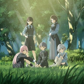 Rule 34 | 5girls, absurdres, album cover, bang dream!, bang dream! it's mygo!!!!!, black dress, black hair, black jacket, black skirt, black socks, blue eyes, blue shirt, brown eyes, brown hair, chihaya anon, commentary request, cover, dress, grass, grey hair, hand on own hip, heterochromia, highres, holding, holding own hair, jacket, kaname raana, kneehighs, long sleeves, looking at viewer, multiple girls, mygo!!!!! (bang dream!), nagasaki soyo, official art, pinafore dress, pink hair, pleated skirt, purple eyes, second-party source, shiina taki, shirt, shoes, short hair, shuzuku, sidelocks, sitting, skirt, sleeveless, sleeveless dress, socks, standing, takamatsu tomori, white hair, white shoes, yellow eyes