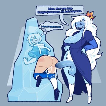 1futa 1girl aftersex angry animal_hood artist_request blonde_hair blue_background blue_dress blue_hoodie blue_shirt blue_skin breasts cleavage clenched_teeth clothes_lift clothes_pull colored_skin crown cum cum_in_pussy cum_on_body cumdrip dress english_text fingerless_gloves fionna_campbell foreskin frozen futa_with_female futanari gloves hand_on_own_hip hood hoodie ice ice_queen_(adventure_time) kneehighs large_breasts large_penis long_hair medium_breasts no_nose non-web_source open_mouth penis pubic_hair puffy_short_sleeves puffy_sleeves rabbit_hood shirt shoes short_hair short_sleeves shorts simple_background slap_mark socks source_request speech_bubble standing stuck teeth testicles thought_bubble uncensored undershirt very_long_hair white_hair white_pubic_hair xenopavilia