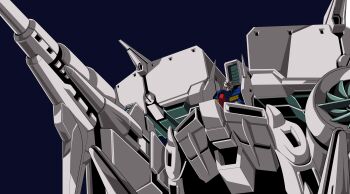 Rule 34 | 1980s (style), 1990s (style), absurdres, beam cannon, commentary request, earth federation, faux retro artstyle, glint, green eyes, gundam, gundam 0083, gundam gp-03 dendrobium, gundam gp-03 stamen, highres, kds (0049), mecha, mecha focus, mobile armor, mobile suit, no humans, oldschool, retro artstyle, robot, science fiction, space, v-fin, zero gravity