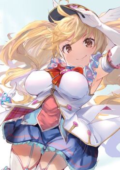1girl blonde_hair breasts granblue_fantasy large_breasts monika_weisswind p_answer solo