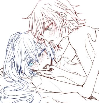2girls bad_id bad_twitter_id blue_eyes blush ear_licking earrings grey_eyes jewelry licking monokuro_(sekahate) multiple_girls nude one_eye_closed ruby_rose rwby saliva scar scar_across_eye scar_on_face sweat weiss_schnee yuri