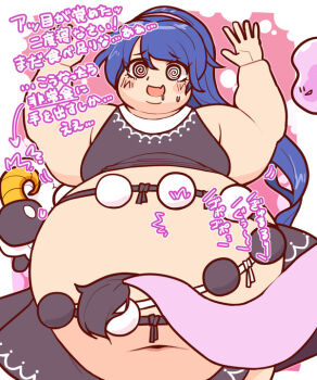 1girl @_@ alternate_costume alternate_hair_length alternate_hairstyle big_belly burp digestion doremy_sweet fat fat_woman inflation midriff obese sheep slnchyt stomach_growling tapir_girl touhou weight_gain