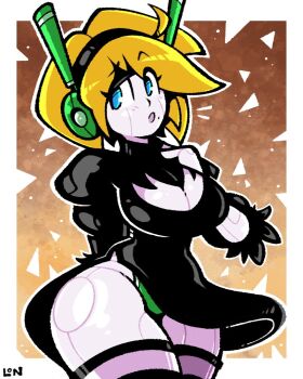 1girl 2b_(nier:automata) 2b_(nier:automata)_(cosplay) bare_hips blonde_hair blue_eyes breasts cleavage cleavage_cutout clothing_cutout cosplay curly_brace doukutsu_monogatari green_panties large_breasts legendofnerd nier:automata nier_(series) panties solo thick_thighs thighs underwear