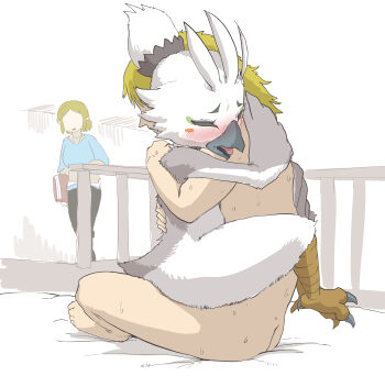 1girl 2boys absurdres anal artist_request ass beak bird_boy bird_legs bird_wings blonde_hair blush closed_eyes clothed_female_nude_male completely_nude faceless faceless_female furry furry_male furry_with_non-furry grey_fur highres hug interspecies link multiple_boys nintendo nude open_mouth princess_zelda rito sex shota straddling sweat the_legend_of_zelda the_legend_of_zelda:_tears_of_the_kingdom tulin_(zelda) upright_straddle white_fur wings yaoi