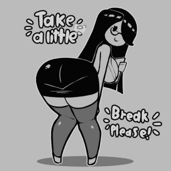 1girl accidental_exposure animated animated_gif ass ass_shake bent_over breasts cream_(movail2) encouragement gluteal_fold heart large_breasts movail2 office_lady original panties pantylines pencil_skirt skirt solo thighhighs underwear