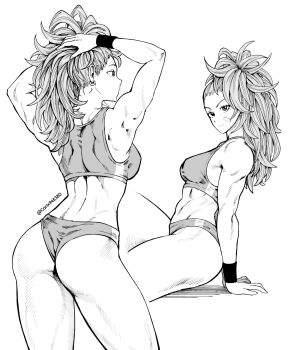 1girl ass back breasts captain_mizuki carlx945380 highres long_hair muscular muscular_female one-punch_man solo standing stomach thighs white_background