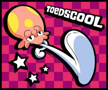 artist_name bumpadump2002 character_name checkered_background commentary english_commentary full_body nintendo no_humans pokemon pokemon_(creature) pokemon_focus solo star_(symbol) thick_outlines toedscool walking