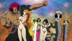 2girls 6+boys angry animated anime_screenshot arabian_clothes arms_behind_back black_hair blue_eyes blush bouncing_breasts breasts brook_(one_piece) captured chain chained cleavage earrings forced from_side gag gagged grin high_ponytail humiliation improvised_gag jewelry large_breasts legs legs_together long_hair looking_at_another lots_of_jewelry mad_treasure midriff moaning monkey_d._luffy multiple_boys multiple_girls nami_(one_piece) naomi_drunk navel nico_robin nipples nude_filter olga_myskina one_piece one_piece_heart_of_gold one_side_up orange_hair outdoors piercing ponytail psycho_p purple_lips pussy restrained revealing_clothes s10collage sand sky slave smile sound sound_effects speech_bubble sphere_earrings standing tape tape_gag thighs third-party_edit tony_tony_chopper translation_request usopp video