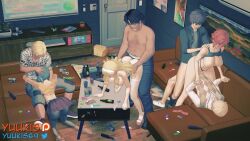 3d 3girls 4boys aizawa_tomo alcohol anal animated ankle_boots aqua_eyes bent_over black_hair black_pantyhose blonde_hair blush body_hair boots bouncing_breasts breasts carol_olston cheating_(relationship) clothed_sex clothes_lift clothing_aside condom condom_packet_strip condom_wrapper couch cum doggystyle double_penetration drunk empty_eyes fellatio girl_on_top group_sex gundou_misuzu hair_ornament hairband hand_on_another&#039;s_head hetero high_heel_boots high_heels holding_hands implied_fellatio indoors interlocked_fingers karaoke kneeling koikatsu_(medium) large_breasts long_hair male_pubic_hair medium_breasts messy_room moaning multiple_boys multiple_condoms multiple_girls netorare nipples one_breast_out oral orgy panties panties_aside pantyhose partially_undressed penis platform_footwear platform_heels pleated_skirt pubic_hair red_hair sex sex_from_behind short_hair skirt sound sound_effects sports_bra sports_bra_lift straddling sweat tagme testicles thighhighs thong tomo-chan_wa_onna_no_ko torso_grab underwear used_condom vaginal video white_thighhighs yuukis