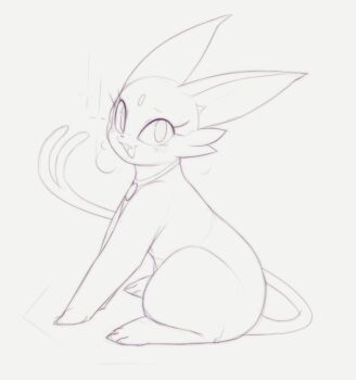 Rule 34 | :3, animal collar, animal focus, blush, breath, collar, espeon, fang, forehead jewel, forked tail, from side, full body, gen 2 pokemon, grey background, greyscale, happy, kekitopu, light blush, looking at viewer, monochrome, nintendo, no humans, open mouth, pokemon, pokemon (creature), raised eyebrows, simple background, sitting, sketch, smile, solo, tail