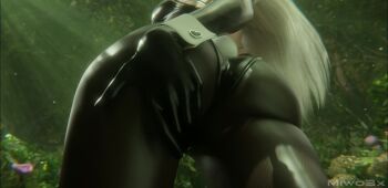 1girl 3d a2_(nier:automata) animal_ears animated ass ass_focus black_gloves black_leotard blender_(medium) brown_dust_(series) brown_dust_2 elbow_gloves gloves joints leotard long_hair meme miwo3x mole mole_under_mouth nier:automata nier_(series) outdoors playboy_bunny rabbit_ears rabbit_tail robot_joints tagme tail video white_hair wilhelmina_stretch_(meme) wrist_cuffs