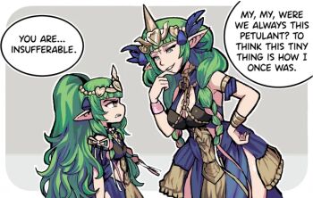 dual_persona embarrassed fire_emblem fire_emblem:_fortune&#039;s_weave fire_emblem:_three_houses nintendo sothis_(adult)_(fire_emblem) sothis_(fire_emblem) tagme uni_draws