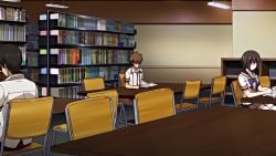 angry animated blonde_hair blue_eyes blush bouncing_breasts bra bra_lift breasts cameltoe censored clothes_lift clothing_aside continuous_ejaculation cum cum_in_mouth cum_in_pussy deepthroat doggystyle ejaculation fellatio hand_on_another's_head highres kamijou_marika kneeling library licking moaning nipples oral panties panties_aside penis penis_awe poro pussy_juice sansha_mendan school_uniform serafuku sex sex_from_behind skirt skirt_lift sound stealth_sex striped_bra striped_clothes striped_panties subtitled swallowing thighhighs under_table underwear vaginal video white_legwear