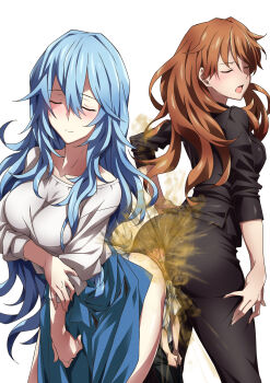 1boy 2girls absurdres age_difference ass ass-to-ass ayanami_rei between_buttocks black_hair black_pants black_suit blue_dress blue_hair blush bodysuit business_suit butt_crush closed_mouth commentary_request dress evangelion:_3.0+1.0_thrice_upon_a_time eyepatch fart femdom formal_clothes giant giantess girl_on_top girl_sandwich green_jacket hair_between_eyes headgear hetero highres ikari_shinji interface_headset_(evangelion) jacket long_hair looking_back maternity_dress mecha_pilot_suit mini_person miniboy multiple_girls neon_genesis_evangelion non-web_source office_lady onee-shota open_mouth orange_hair pant_suit panties pants plugsuit_(evangelion) rebuild_of_evangelion red_eyes relief sandwiched school_uniform simple_background size_difference skin_tight smell source_request souryuu_asuka_langley suit tokyo-3_middle_school_uniform torture underwear very_long_hair white_background white_bodysuit