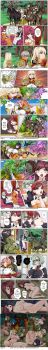 absurdres armor breasts cleavage comic completely_nude dress drill_hair english_text gas glasses goblin grabbing_own_breast high_heels highres huge_breasts landerbfly long_image multiple_girls multiple_views nude original page_number possessed possession rape scar sequential sex