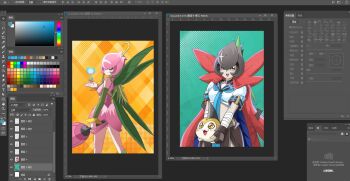 Rule 34 | 2girls, bancholilimon, digimon, flower, highres, lilimon, monster girl, multiple girls, petals, plant, plant girl, scar, school uniform, tunomon, wings