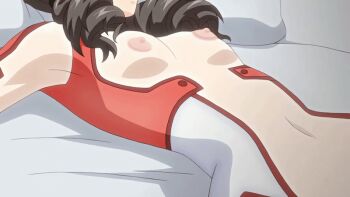 10s 1girl 2018 aged_down animated animated_gif anime_screenshot asou_miyuri bed bed_sheet bodysuit bouncing_breasts breasts doki_doki_little_ooya-san drill_hair flat_chest hetero implied_sex loli long_hair lowres lying mecha_pilot_suit missionary multicolored_bodysuit nipples on_back on_bed pill pillow ponytail see-through_clothes small_breasts white_bodysuit