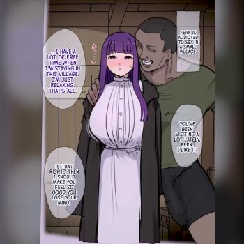 1girl animated breasts dress fern_(sousou_no_frieren) large_breasts long_hair nipples purple_eyes purple_hair sirensins sousou_no_frieren tagme video white_dress