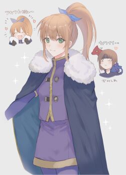 Rule 34 | 1boy, 1girl, ashton anchors, cape, closed mouth, commentary request, dragon, gloves, headband, highres, long hair, looking at viewer, open mouth, ponytail, precis neumann, short hair, simple background, smile, star ocean, star ocean: the second story, white background, wspread