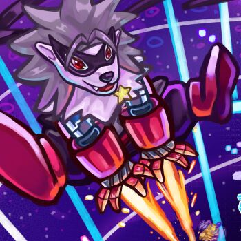 digimon digimon_(creature) fang funbeemon ice_fire_01 mask red_eyes star_(symbol) wolvermon