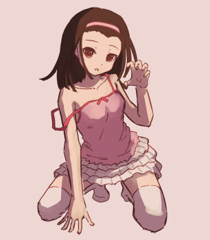 brown_eyes brown_hair no_bra oretekiya sengoku_nadeko